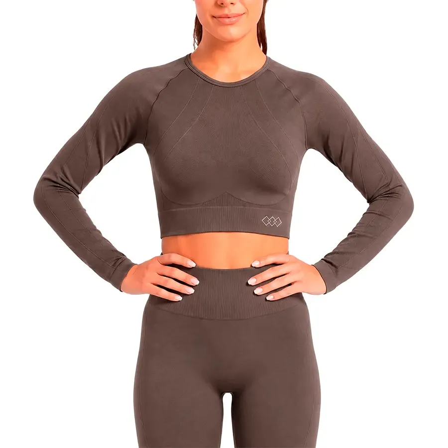Imagen 0 de 2 de Top Kamp Kalma Crop Manga Larga Seamless-CHOCOLATE