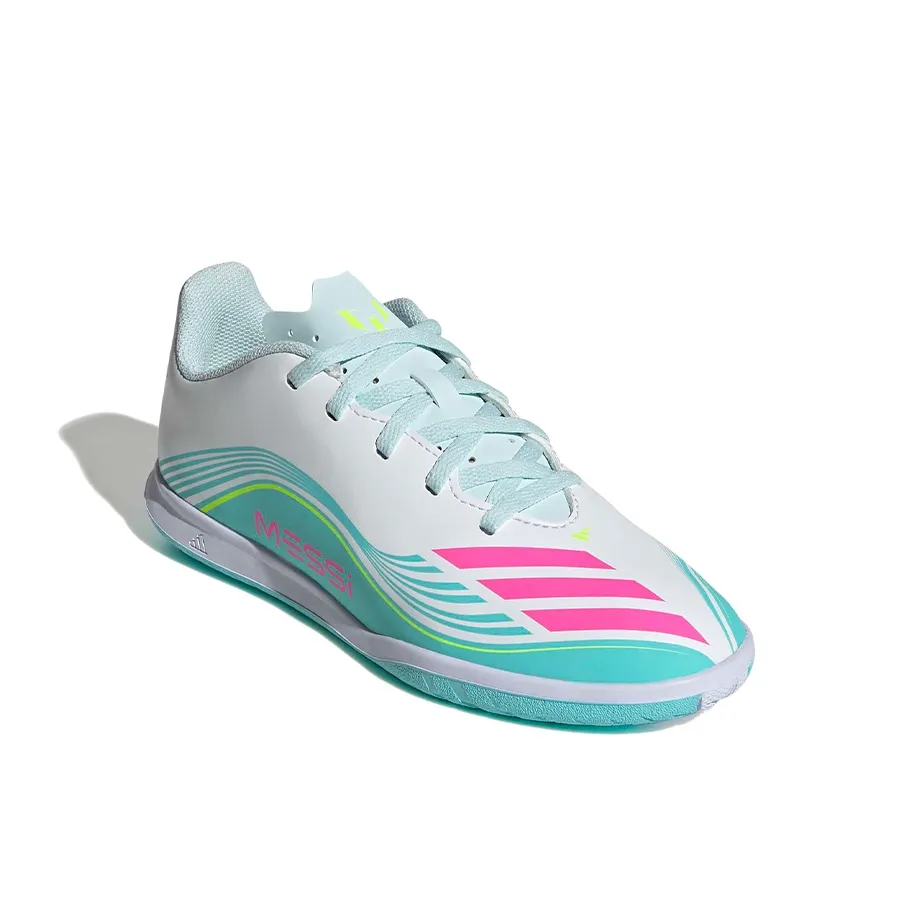 Imagen 1 de 7 de Botines adidas padel F50 Messi Club In-BLANCO/TURQUESA/FUCSIA