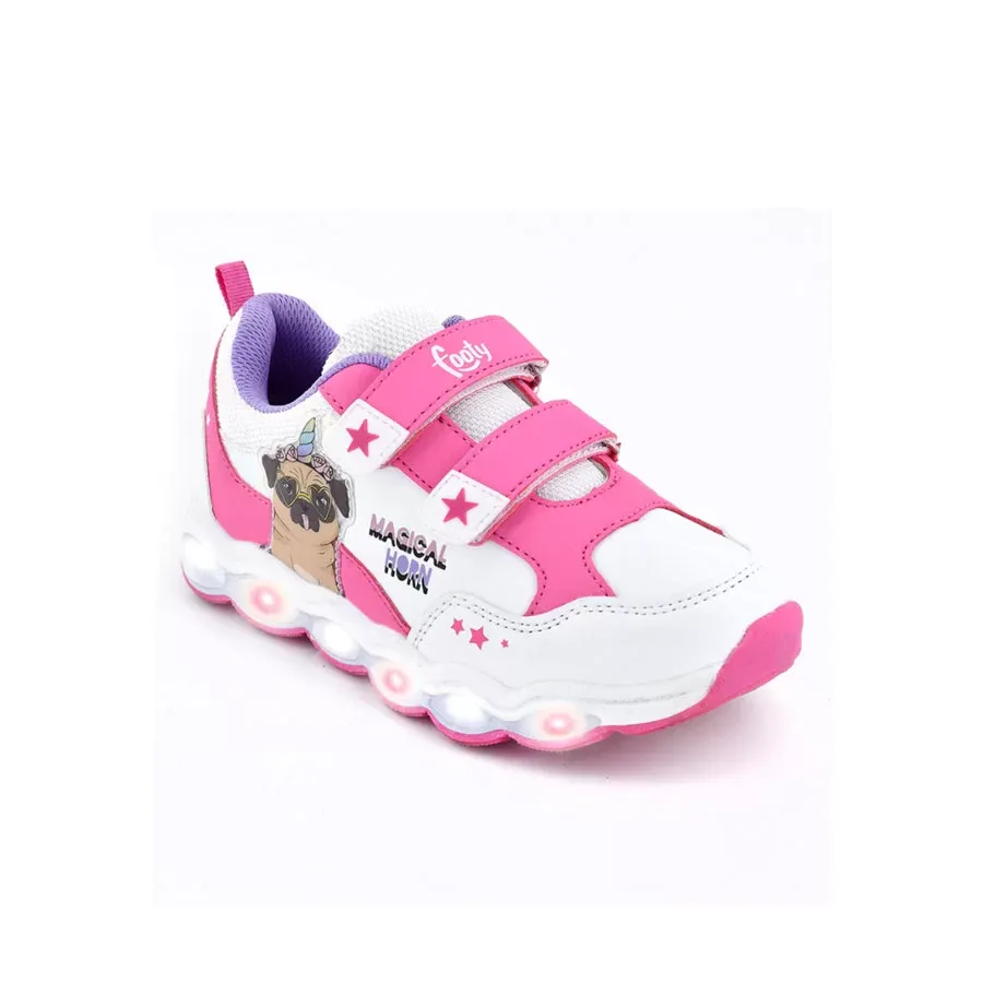 Imagen 3 de 4 de Zapatillas Footy Perro Con Luz-BLANCO/FUCSIA/LILA