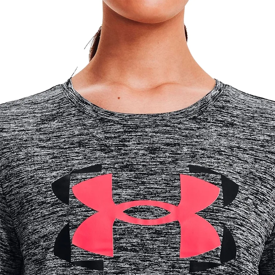 Imagen 2 de 5 de Remera Under Armour Tech Gp Twist-GRIS/ROSA