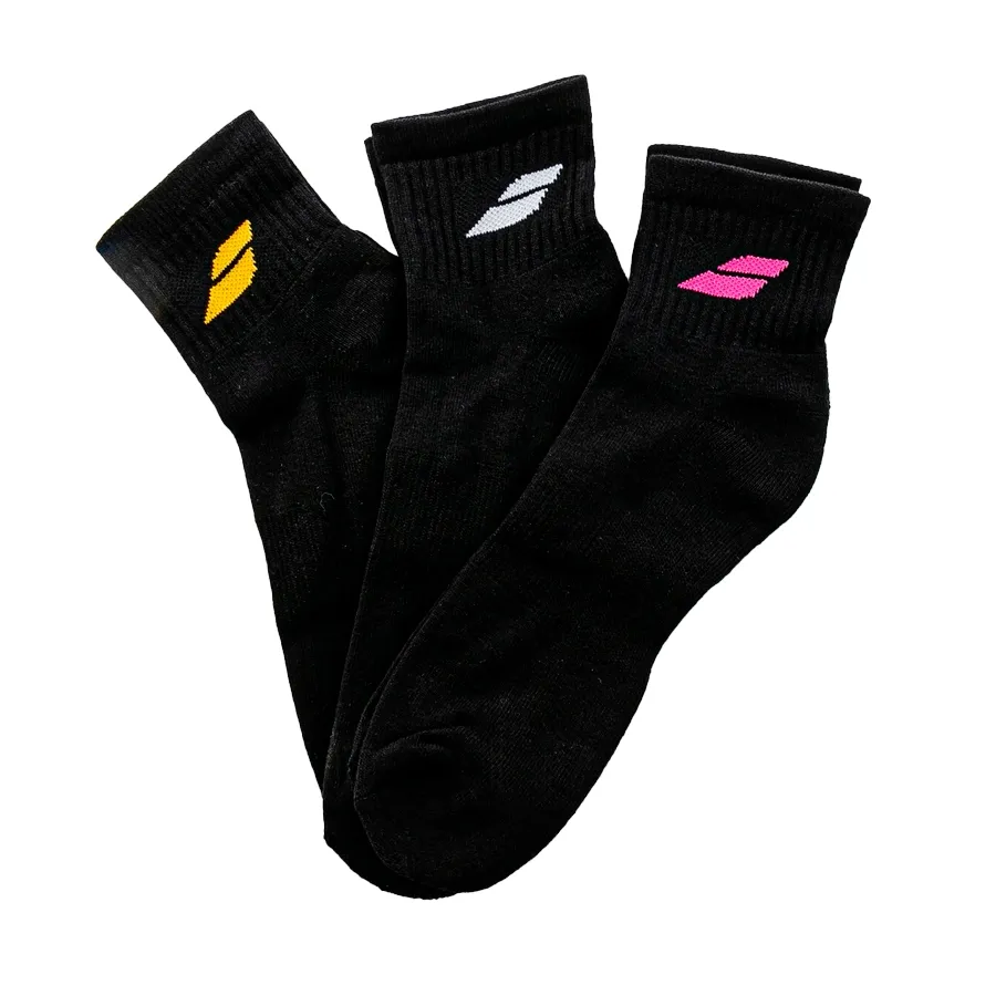 Imagen 3 de 4 de Medias Babolat Logo Team Flag-NEGRO/AMARILLO/FUCSIA