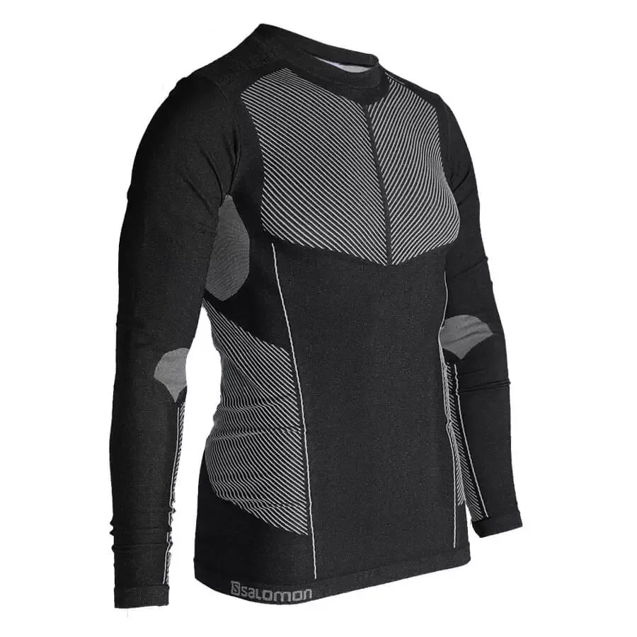 Imagen 0 de 4 de Remera Salomon Primo Warm Ls Cn  Tee M-NEGRO/BLANCO