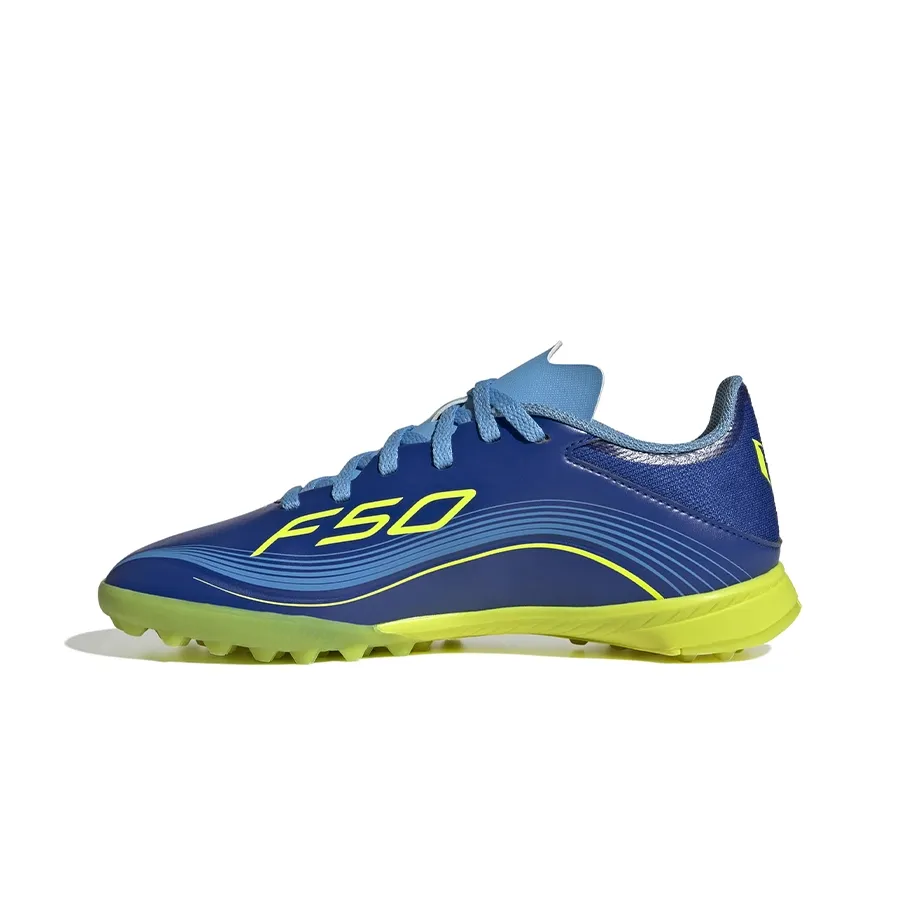 Imagen 2 de 7 de Botines adidas F50 Messi League Tf-AZUL FRANCIA/AMARILLO FLUOR/CELESTE