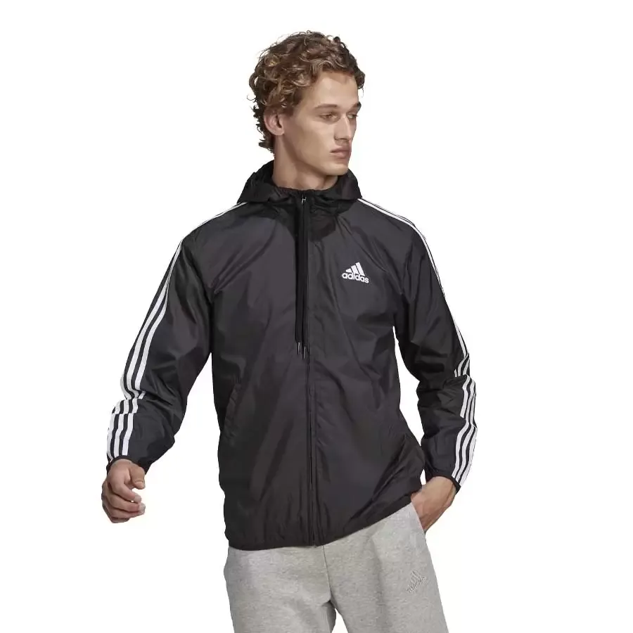Imagen 1 de 3 de Campera adidas Rompevientos Primegreen Essentials 3 Stripes-NEGRO/BLANCO