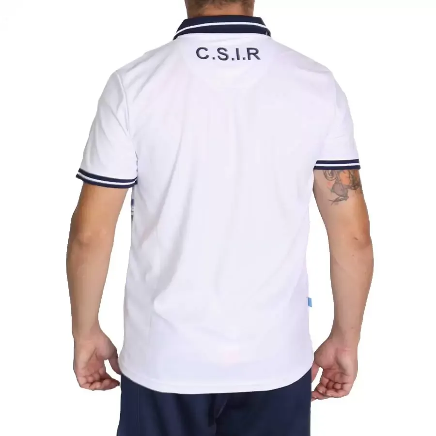 Imagen 2 de 3 de Remera Mitre Chomba Independiente Rivadavia Polo Newton-BLANCO