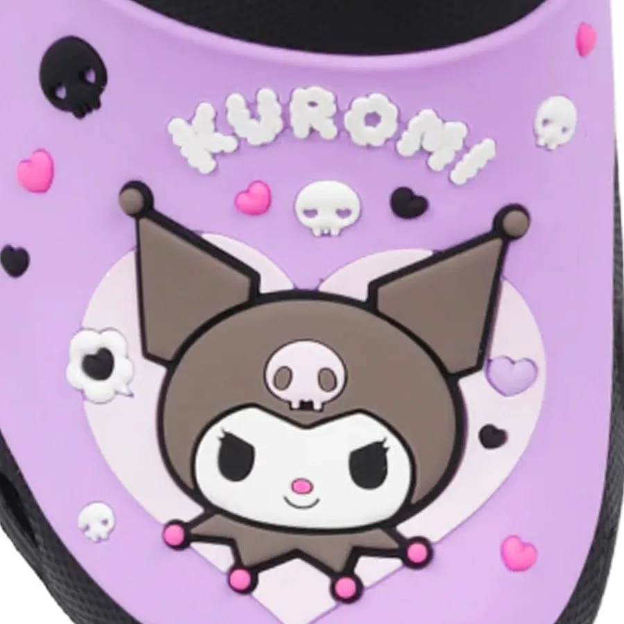 Imagen 3 de 4 de Sandalias Footy Clogs Kuromi Heart-NEGRO/VIOLETA
