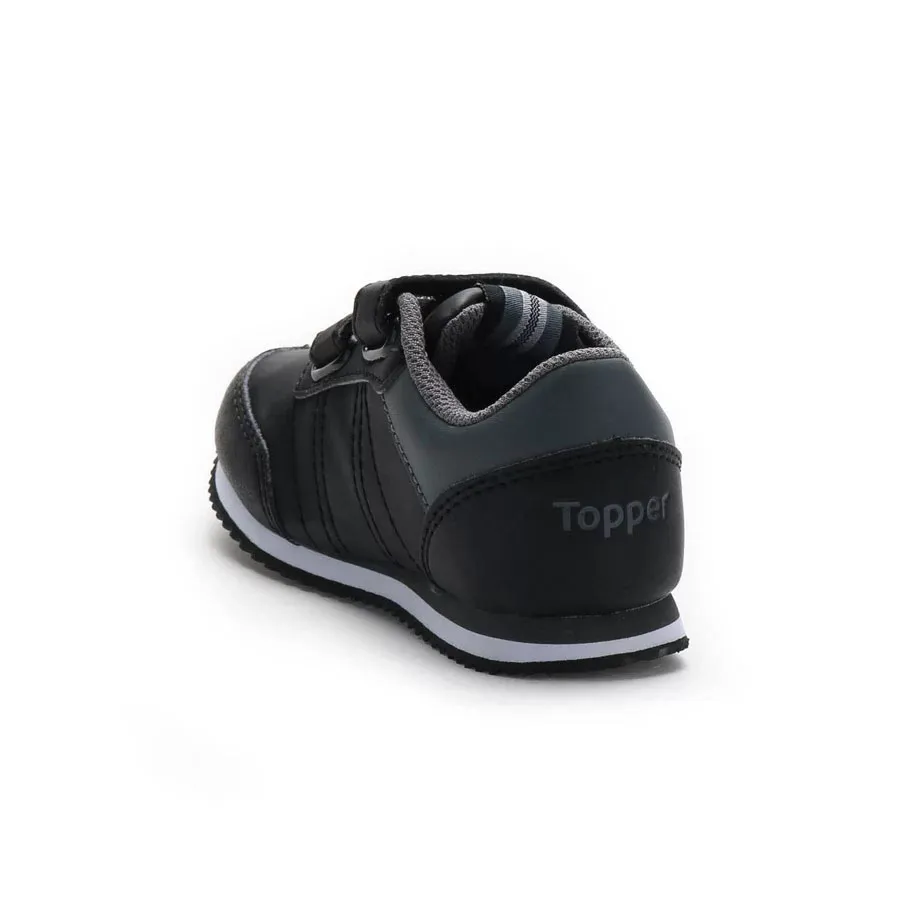 Imagen 2 de 5 de Zapatillas Topper Theo Cs Velcro Bebe-NEGRO/GRIS