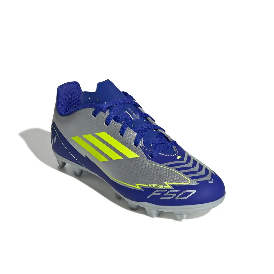 Imagen 1 de 7 de Botines adidas F50 Club Fg/Mg Jr Messi-PLATA/VIOLETA/AMARILLO