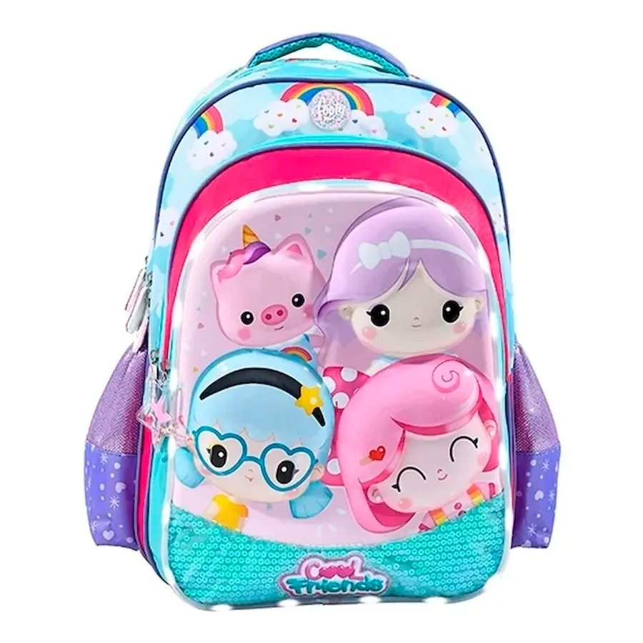 Imagen 0 de 3 de Mochila Footy Espalda 18 Cool Frie-TURQUESA/FUCSIA