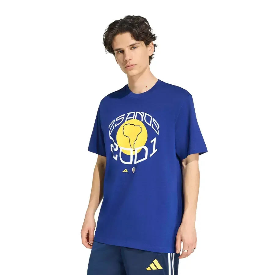 Imagen 0 de 5 de Remera adidas Boca Juniors 25 Aniversario Bicampeón 2001-AZUL/AMARILLO