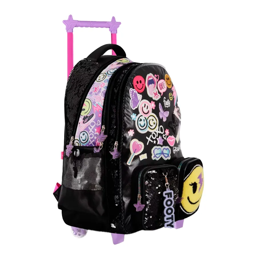 Imagen 1 de 2 de Mochila Footy Carro 18 Happy Smile-NEGRO/VIOLETA/FUCSIA