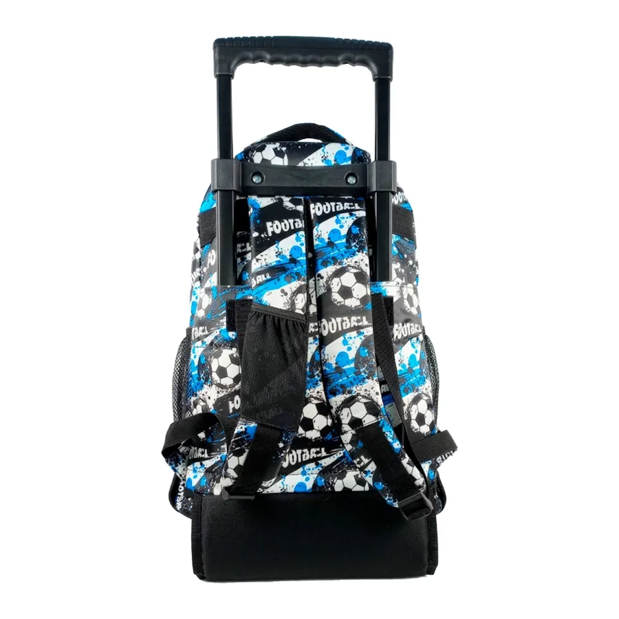 Imagen 2 de 3 de Mochila Dolphin Carrito Escolar Futbol-AZUL/NEGRO/BLANCO