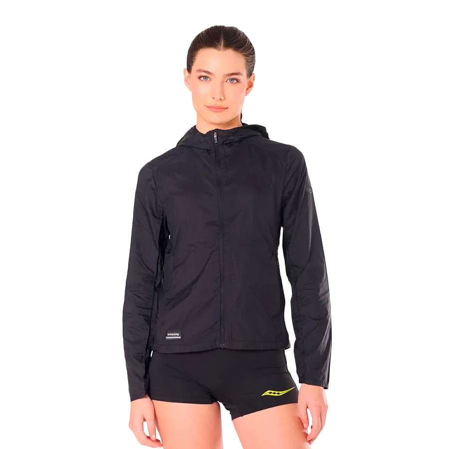 Imagen 0 de 6 de Campera Saucony Rompeviento Peregrine Packaway 2-NEGRO
