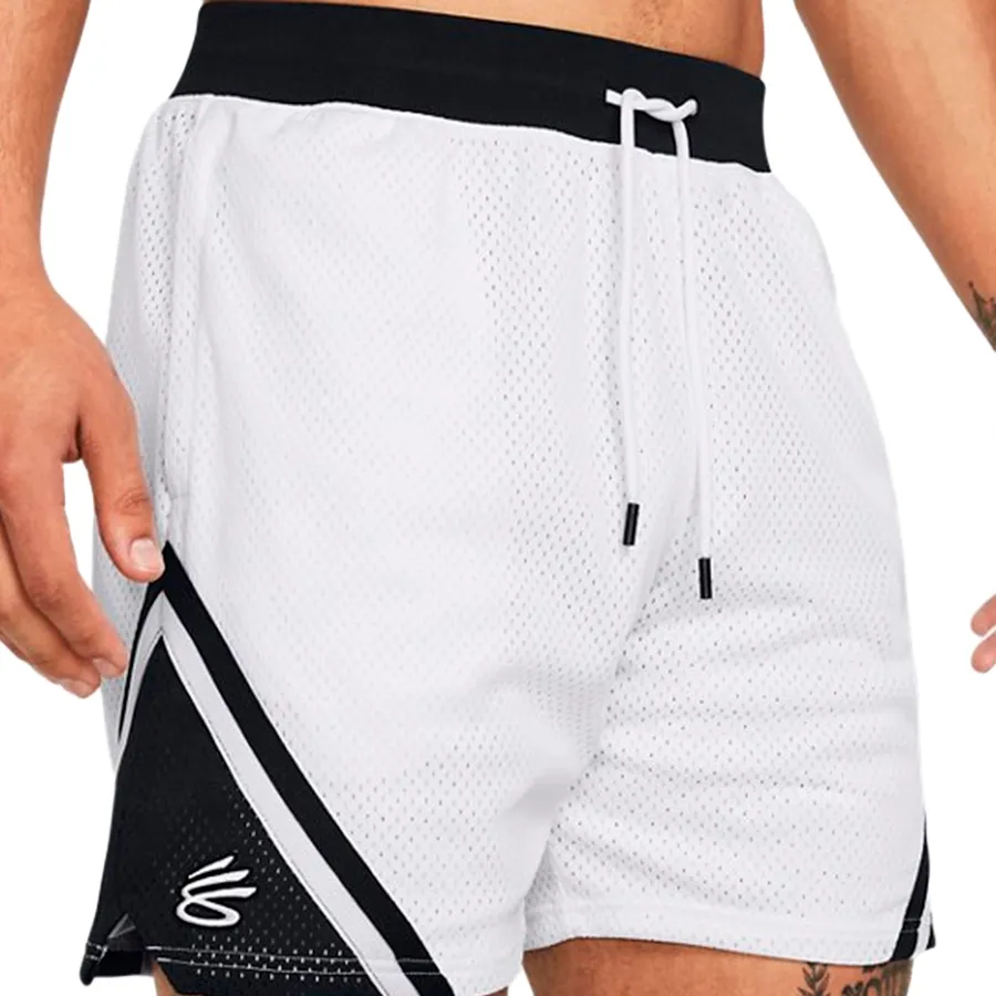 Imagen 4 de 5 de Short Under Armour Curry Mesh-BLANCO/NEGRO