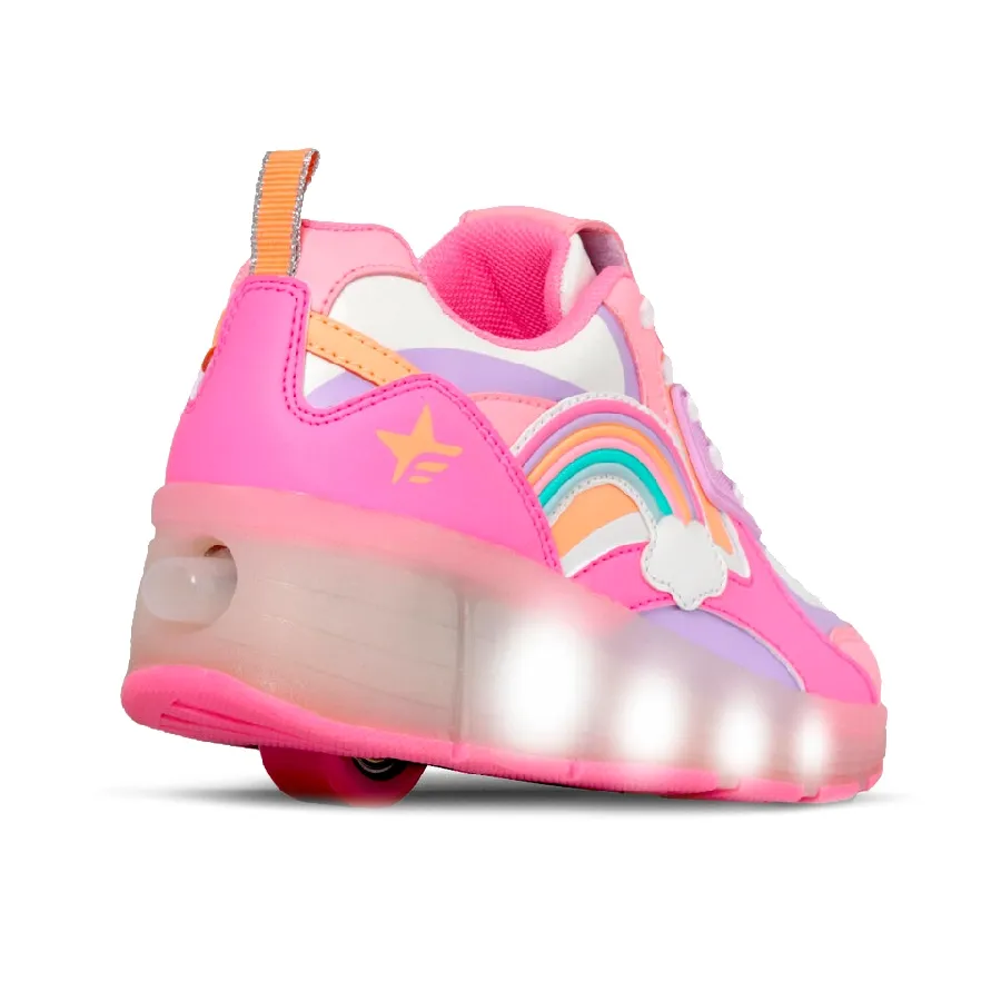 Imagen 1 de 3 de Zapatillas Footy Roller Arcoiris con Luz Led-FUCSIA/BLANCO/LILA