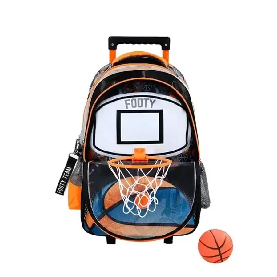 Imagen 1 de 2 de Mochila Carro Footy Linea Basquet-NEGRO/NARANJA