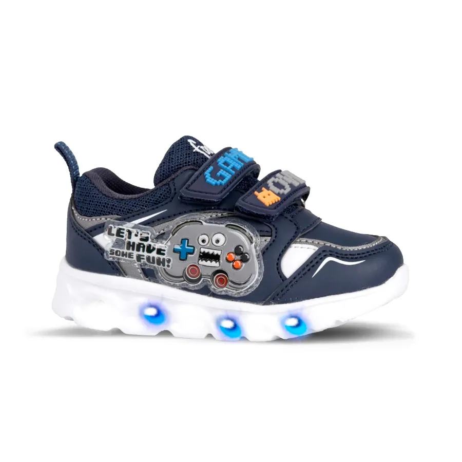 Imagen 0 de 4 de Zapatillas Footy Mini Gamer Fun Con Luz-MARINO/BLANCO/GRIS
