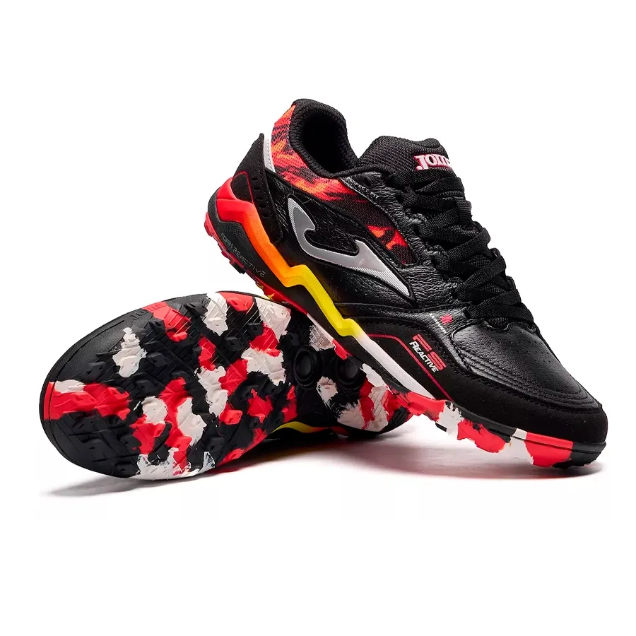 Imagen 2 de 6 de Botines Joma Reactive Tf-NEGRO/NARANJA/PLATA