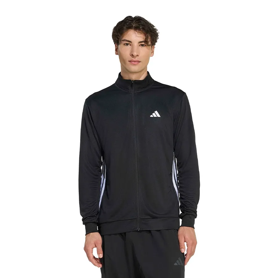 Imagen 1 de 6 de Campera adidas Workout Essentials 3 Stripes-NEGRO