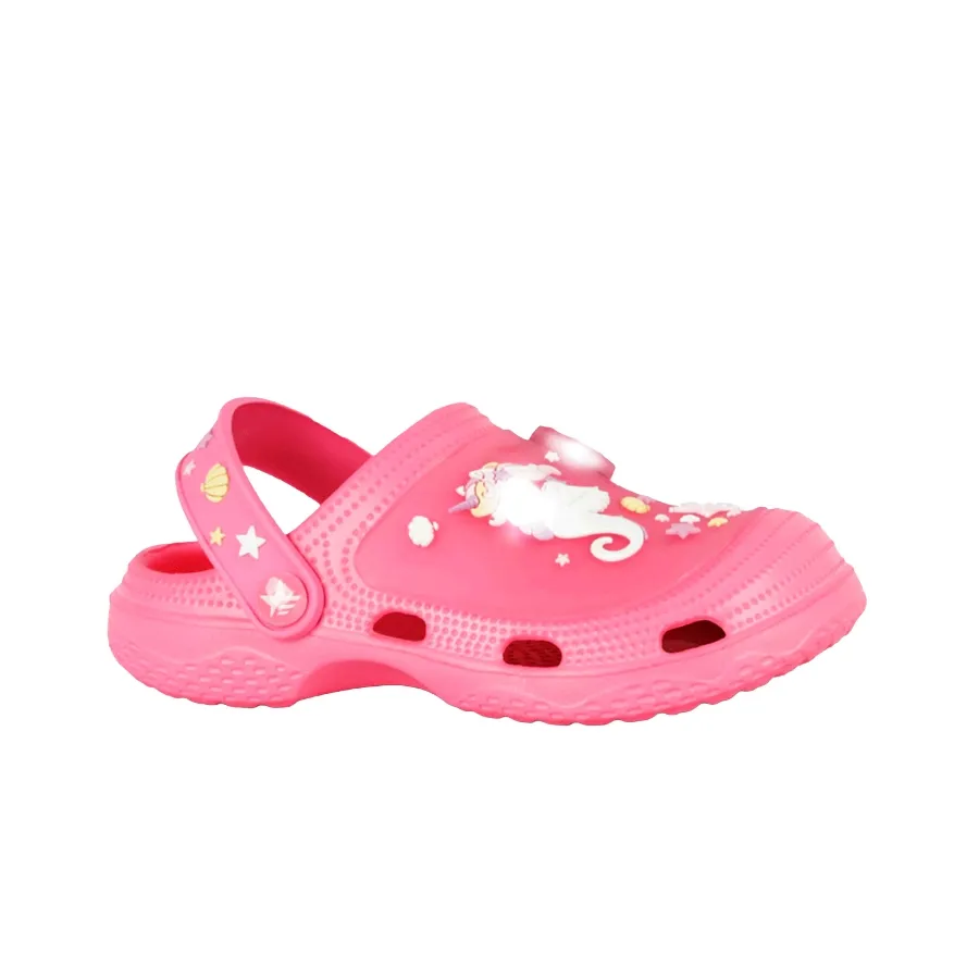 Imagen 0 de 4 de Sandalias Footy clogs Con Luces Unicornio 25-ROSA/BLANCO
