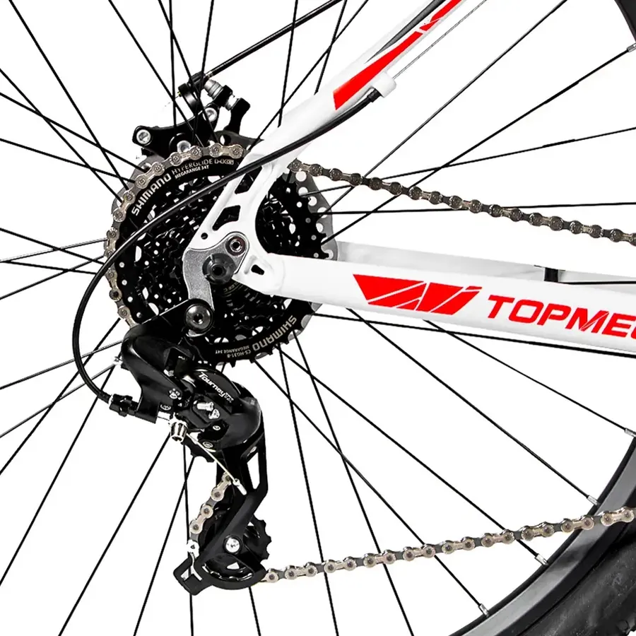 Imagen 3 de 7 de Bicicleta Mtb TopMega Thor Lite R29 24V-BLANCO/NEGRO/ROJO