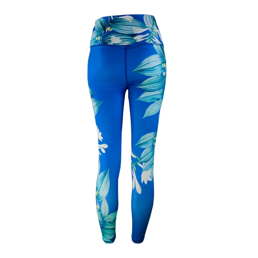 Imagen 1 de 3 de Calza Kamp 7/8 Flowers Sublimada-AZUL/FLOREADO