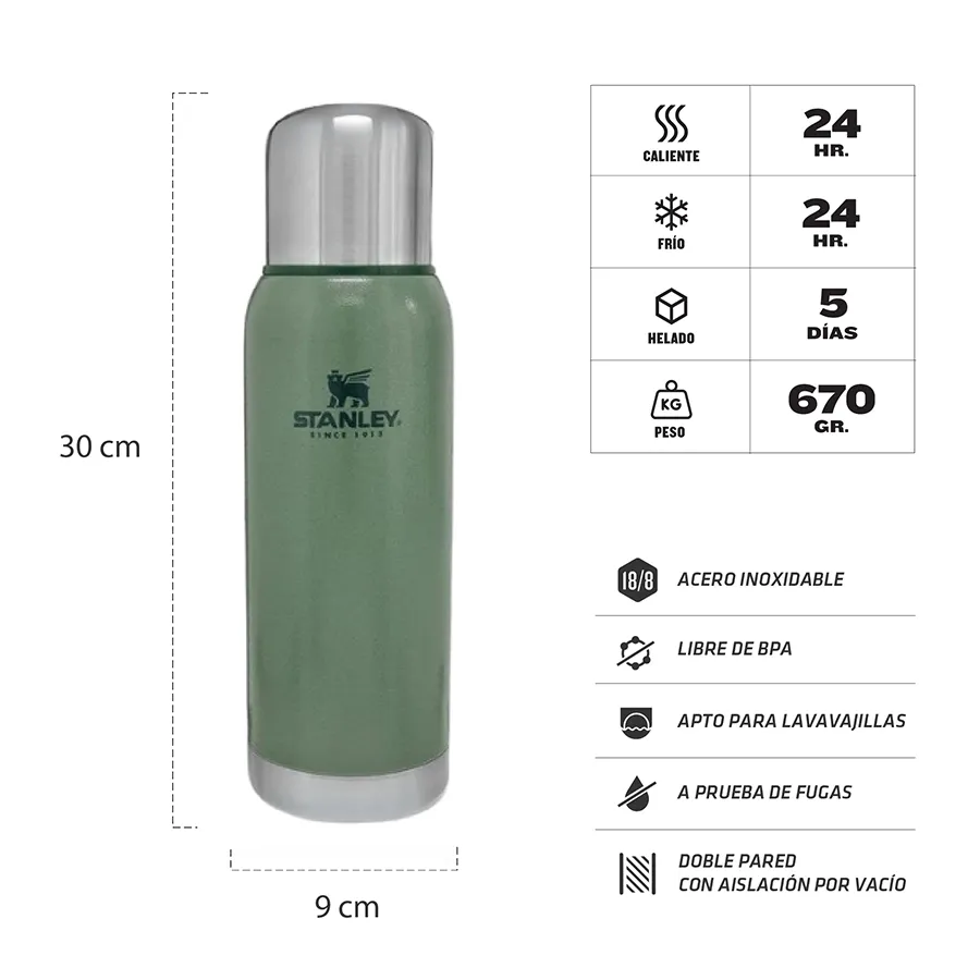 Imagen 2 de 3 de Termo Stanley Adventure 1Lt-OLIVA/PLATA