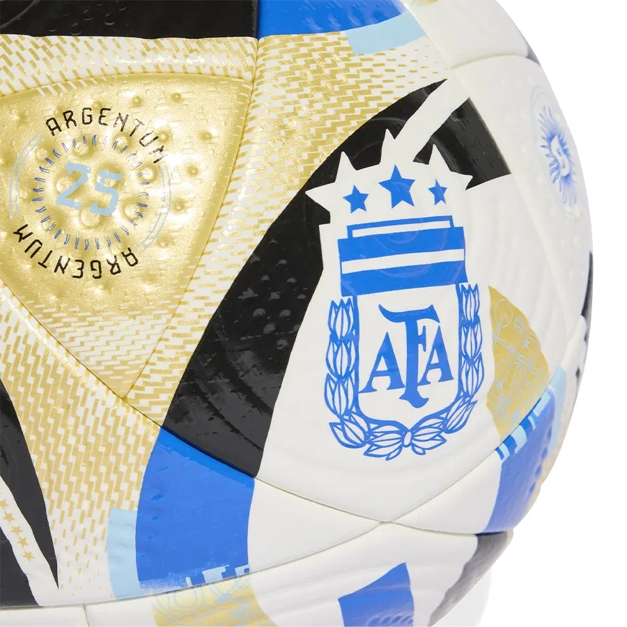 Imagen 2 de 4 de Pelota adidas Pro Argentina Afa 25-BLANCO/NEGRO/DORADO/AZUL