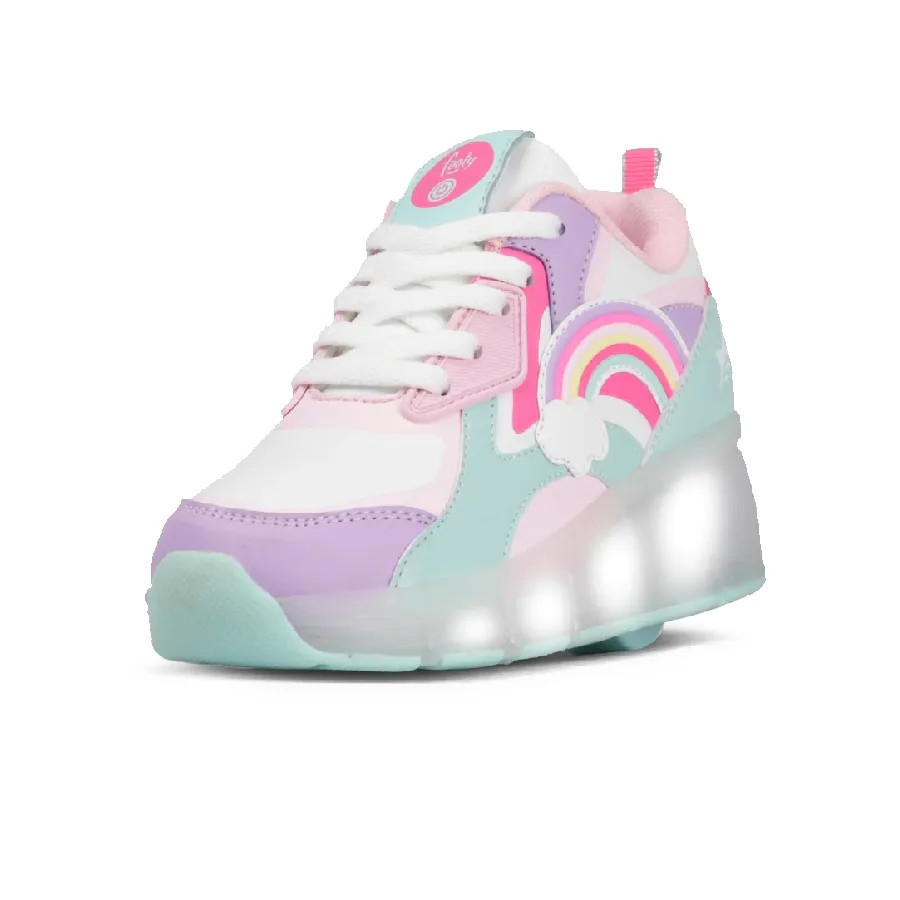 Imagen 2 de 3 de Zapatillas Footy Roller Arcoiris con Luz Led-VIOLETA/VERDE AGUA/ROSA