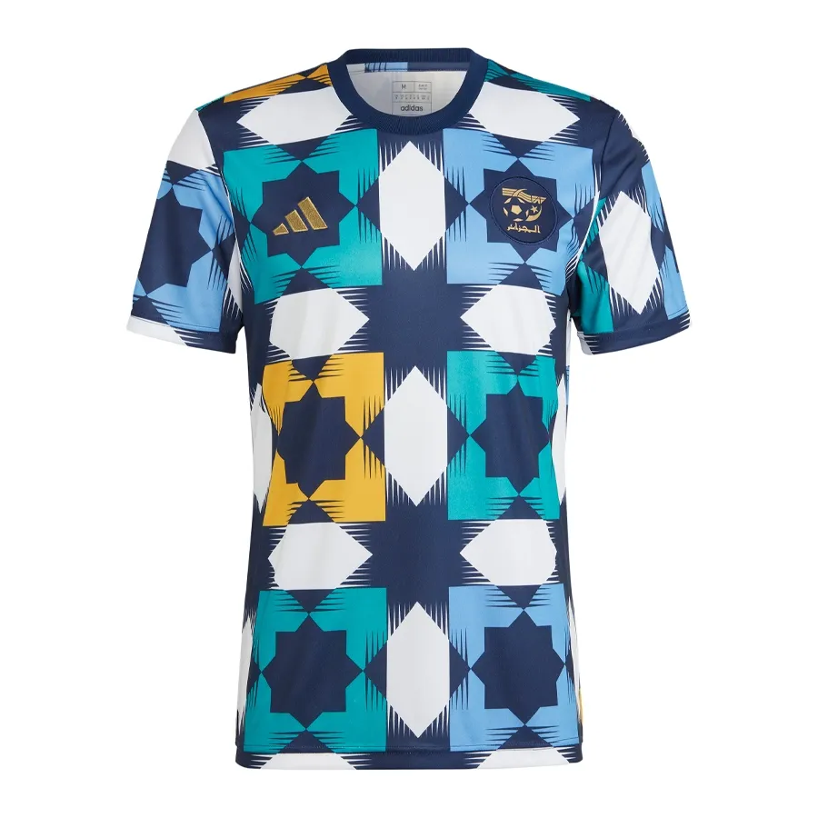 Imagen 2 de 5 de Camiseta adidas Prepartido Argelia 22-MARINO/CELESTE/AMARILLO QUEMADO