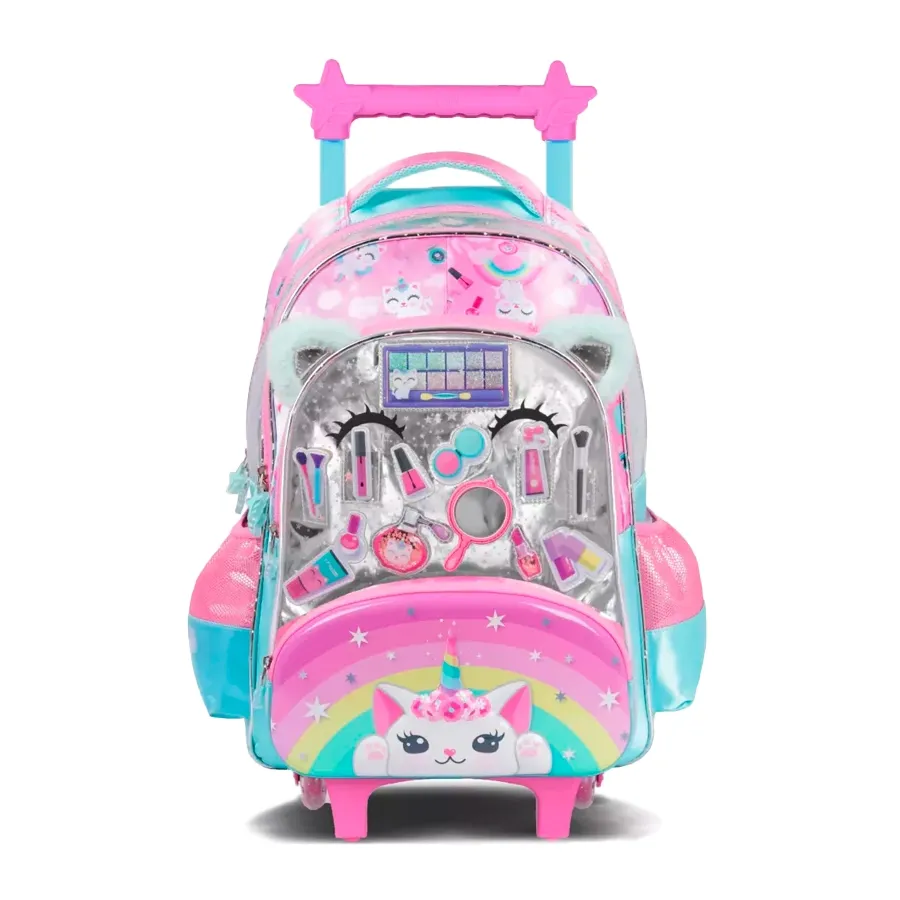 Imagen 0 de 2 de Mochila Footy Carro 18 C/Luz Make Up-VERDE AGUA/ROSA