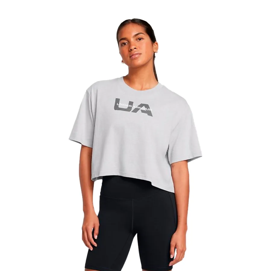 Imagen 0 de 4 de Remera Under Armour Boxy Crop Brand-GRIS