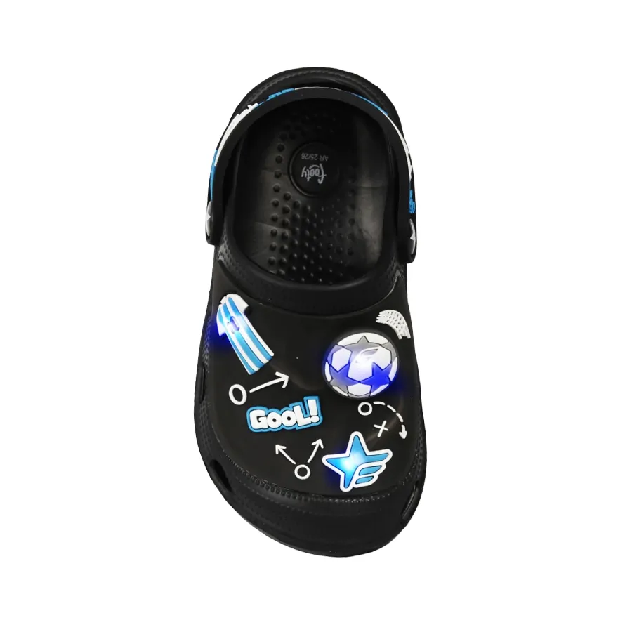 Imagen 2 de 4 de Sandalias Footy Clogs Argentina con luz-NEGRO/BLANCO/AZUL