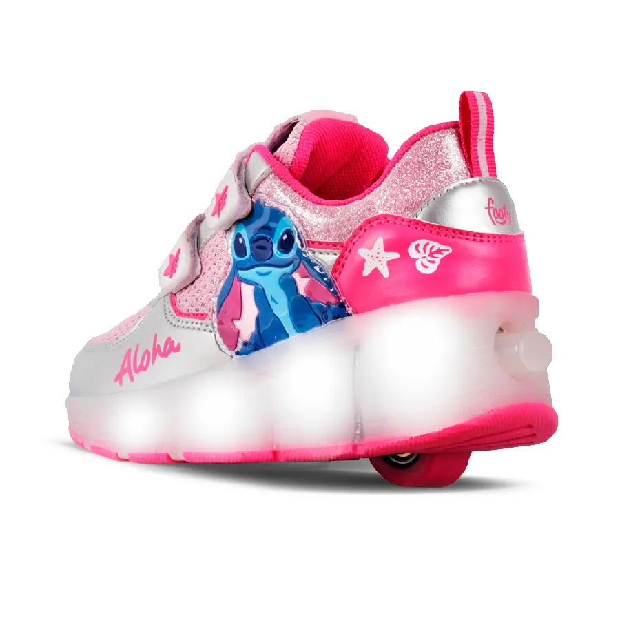 Imagen 1 de 3 de Zapatillas Footy Roller Stitch con Ruedas+Luz Led-PLATA/FUCSIA/ROSA
