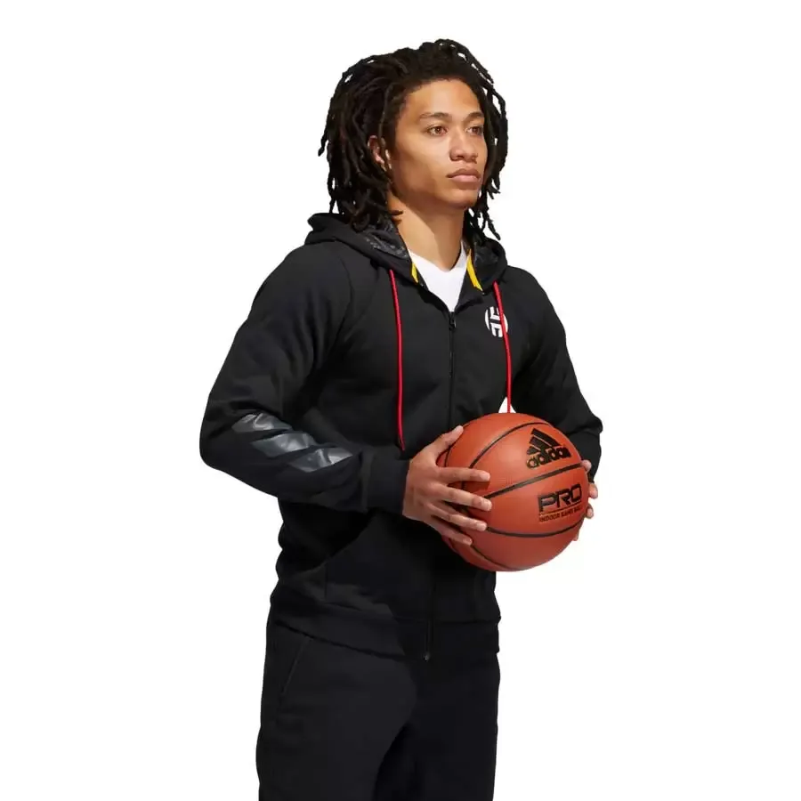 Imagen 2 de 5 de Campera Con Capucha adidas Harden Fleece Fz-NEGRO