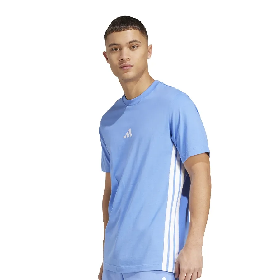 Imagen 3 de 5 de Remera adidas Essentials Single Jersey 3 Stripes-CELESTE