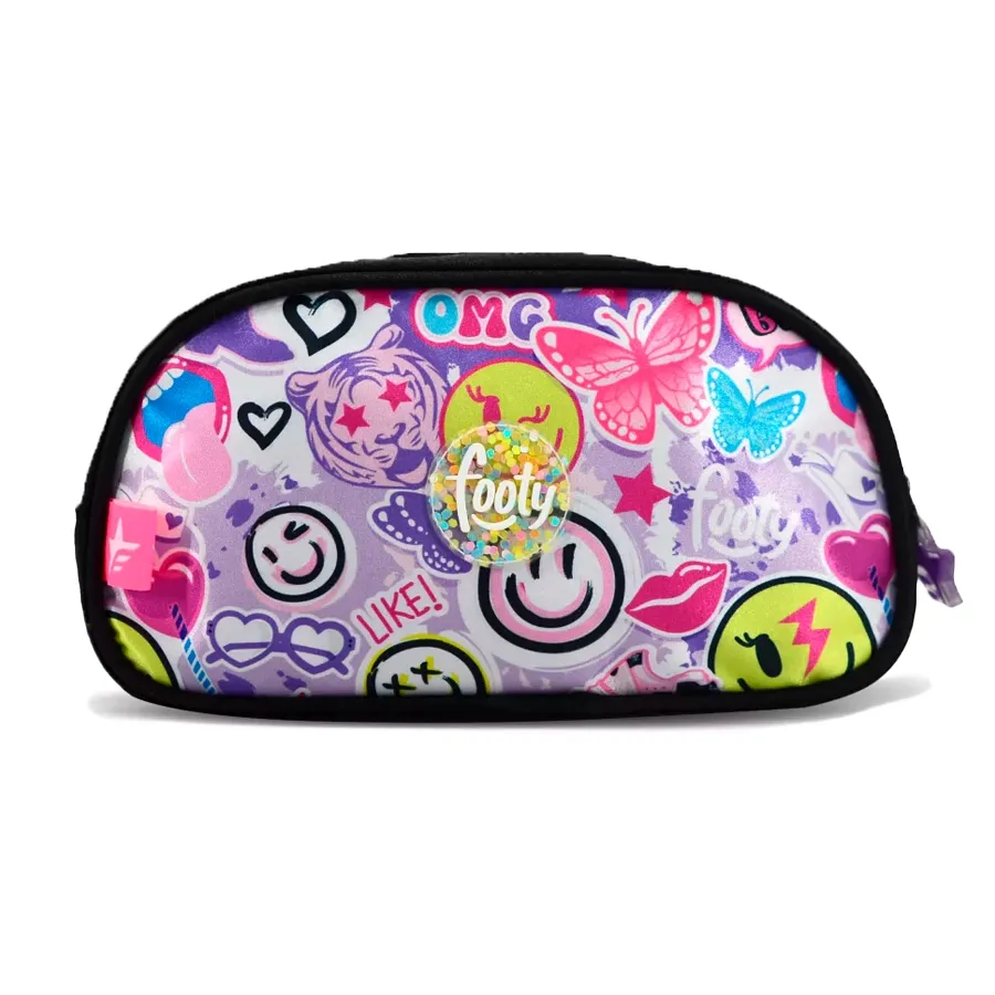Imagen 1 de 2 de Cartuchera Footy 2 Cierres Happy Smile-NEGRO/VIOLETA/ROSA