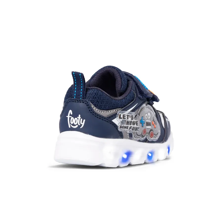 Imagen 2 de 4 de Zapatillas Footy Mini Gamer Fun Con Luz-MARINO/BLANCO/GRIS