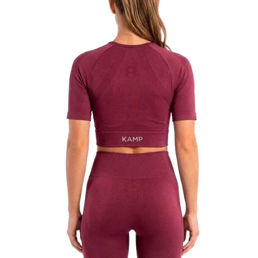 Imagen 1 de 2 de Top Kamp Crop Manga Corta Seamless-BORDO