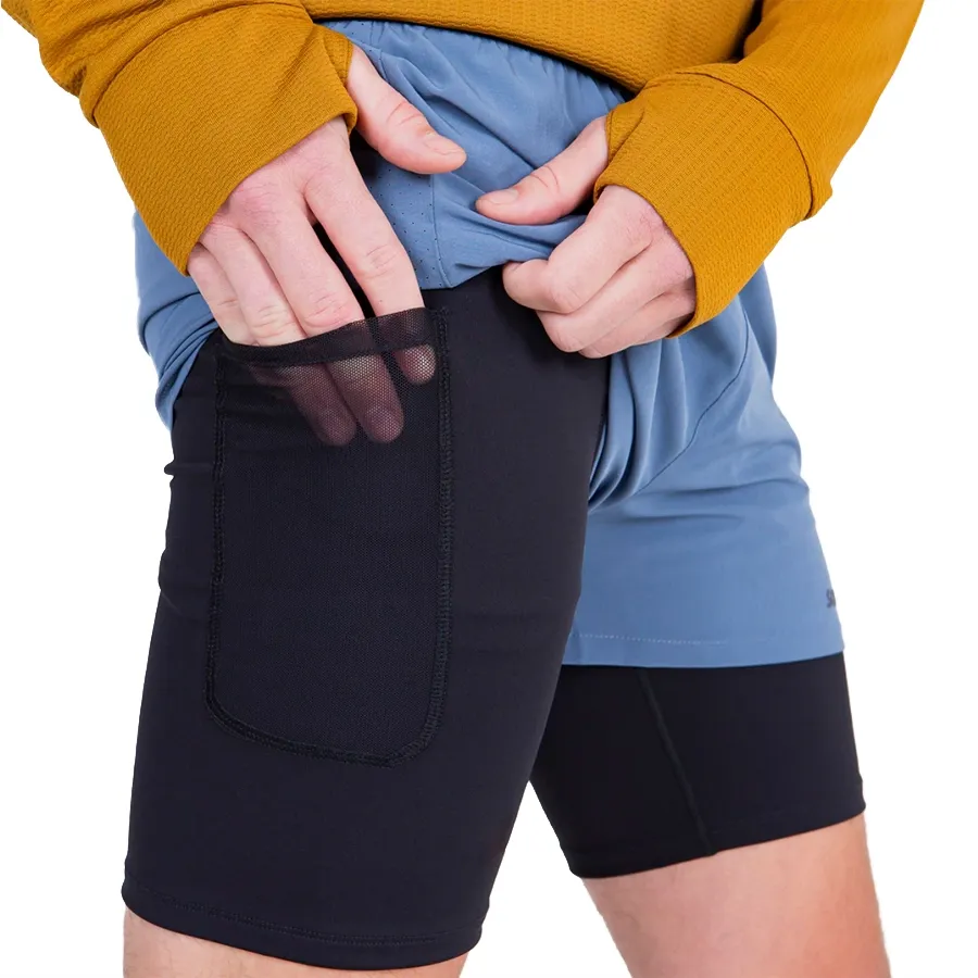 Imagen 2 de 5 de Shorts Saucony Outpace 4" 2 en 1-CELESTE/NEGRO
