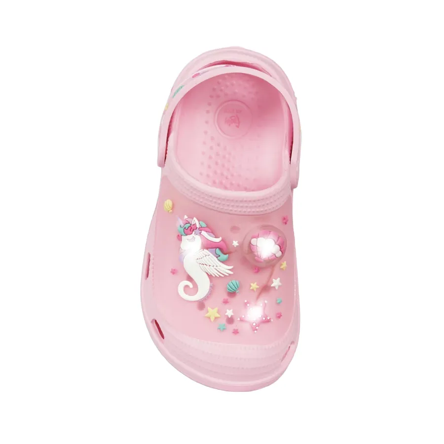 Imagen 2 de 4 de Sandalias Footy clogs Con Luces Unicornio 25-ROSA/BLANCO