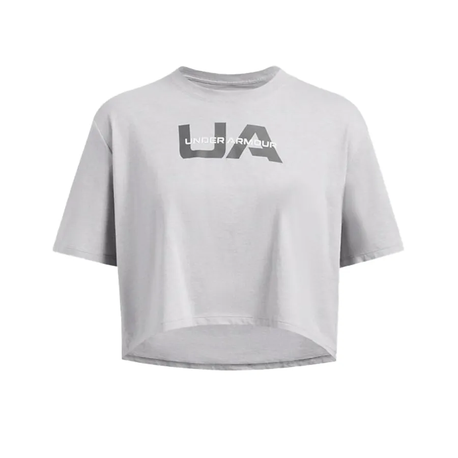 Imagen 2 de 4 de Remera Under Armour Boxy Crop Brand-GRIS