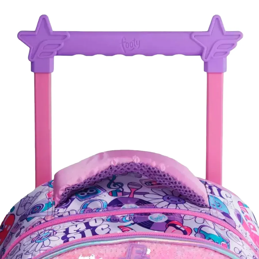 Imagen 4 de 9 de Mochila Footy Carro 18" Luz Music Life-ROSA