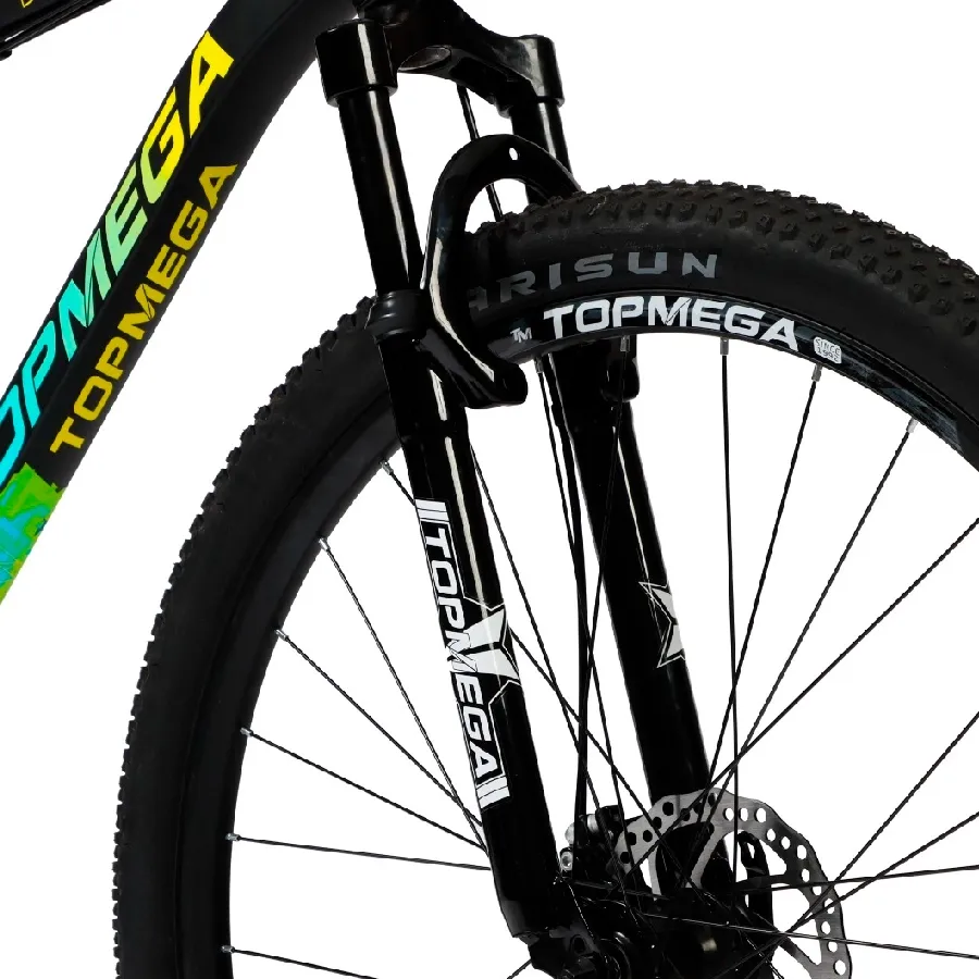 Imagen 4 de 8 de TopMega Mountain Bike Regal Aluminio R29 21vel-NEGRO/VERDE/CELESTE/AMARILLO