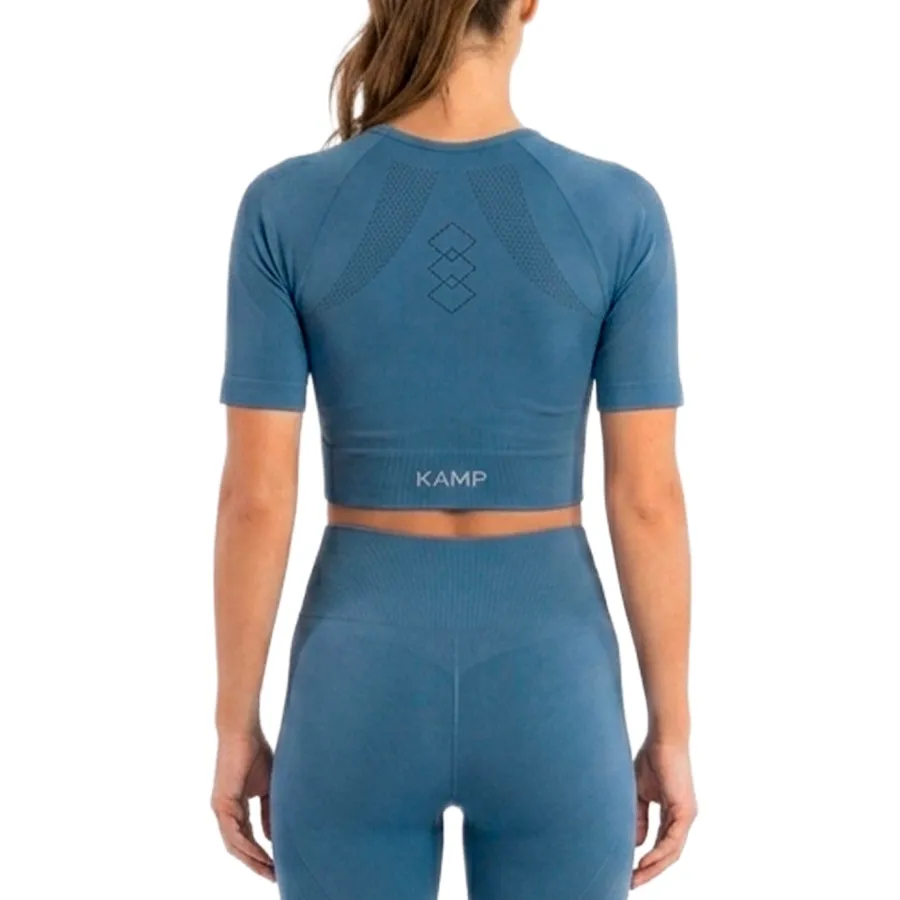 Imagen 1 de 2 de Top Kamp Crop Manga Corta Seamless-AZUL PETROLEO