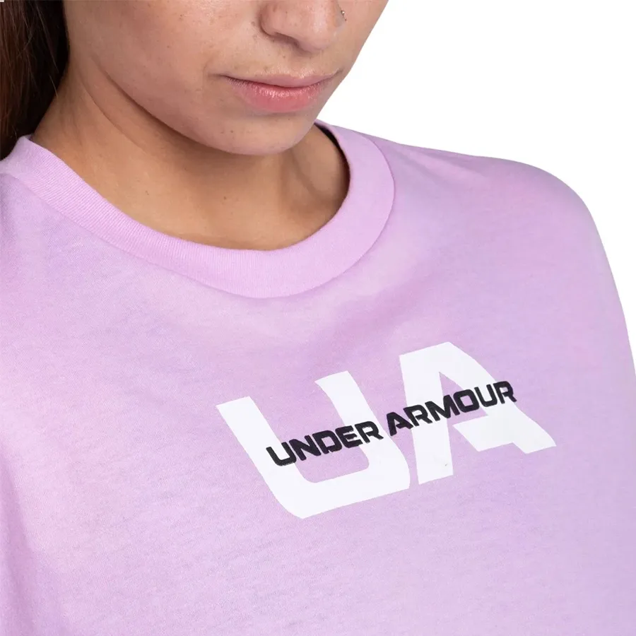 Imagen 3 de 4 de Remera Under Armour Boxy Crop Brand-LILA/BLANCO