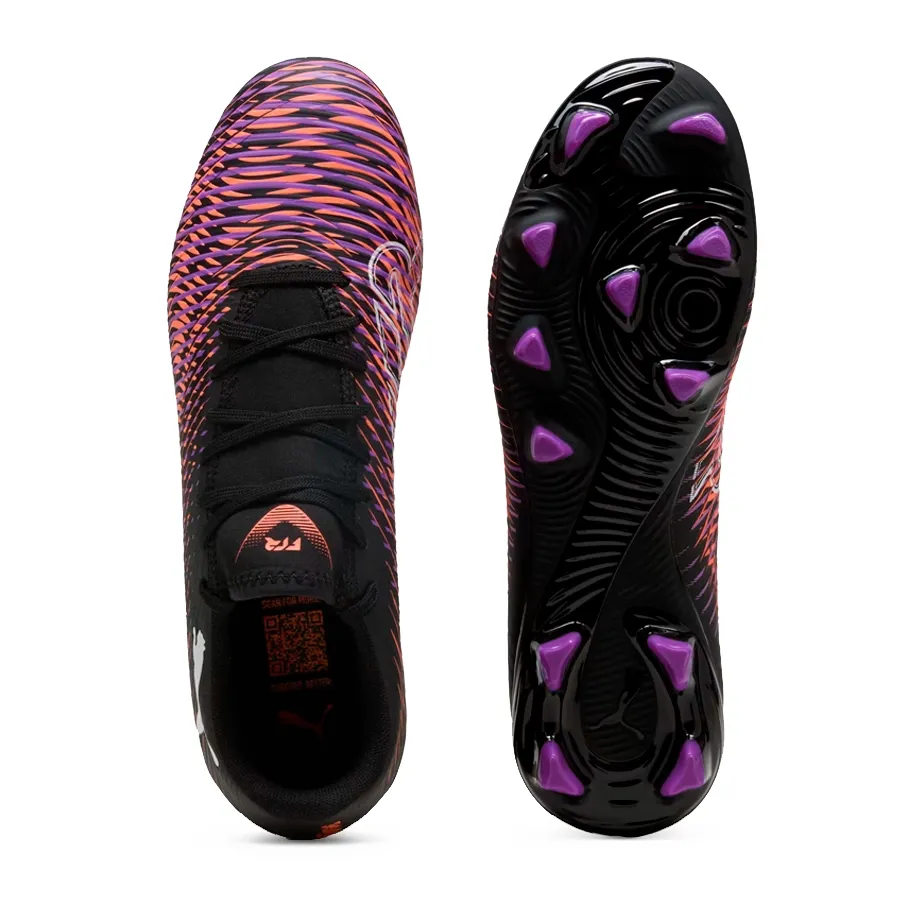 Imagen 4 de 6 de Botines Puma Future 8 play FG/AG-NEGRO/NARANJA FLUOROSCENTE/VIOLETA