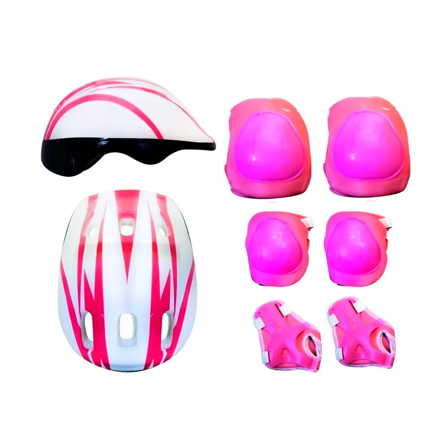 Imagen 0 de 1 de Kit Casco + Protecciones Dolphin-BLANCO/FUCSIA
