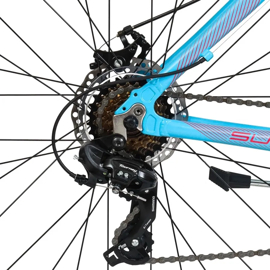 Imagen 7 de 8 de TopMega Mountain Bike Sunshine Aluminio R29 21vel-CELESTE/FUCSIA