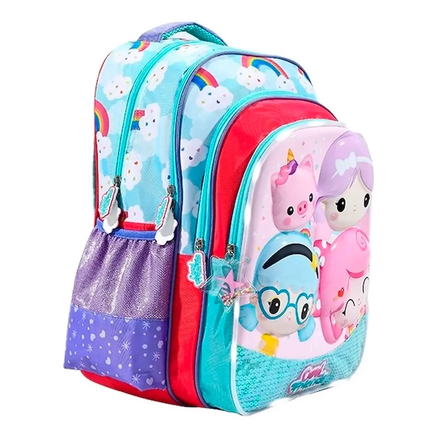 Imagen 1 de 3 de Mochila Footy Espalda 18 Cool Frie-TURQUESA/FUCSIA